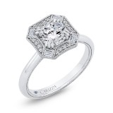 Shah Luxury 14K White Gold Round Diamond Halo Engagement Ring (Semi-Mount) photo 2