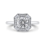 Shah Luxury 14K White Gold Round Diamond Halo Engagement Ring (Semi-Mount) photo