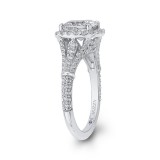 Shah Luxury 14K White Gold Cushion Diamond Halo Engagement Ring with Split Shank (Semi-Mount) photo 3