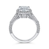 Shah Luxury 14K White Gold Cushion Diamond Halo Engagement Ring with Split Shank (Semi-Mount) photo 4