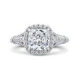 Shah Luxury 14K White Gold Cushion Diamond Halo Engagement Ring with Split Shank (Semi-Mount) photo