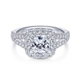 Gabriel & Co. 14k White Gold Contemporary Halo Engagement Ring photo