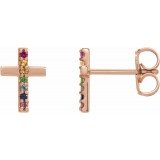 14K Rose Multi-Gemstone Cross Earrings photo