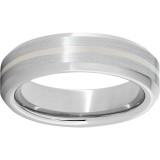 Serinium Beveled Edge Band with a 1mm Sterling Silver Inlay photo