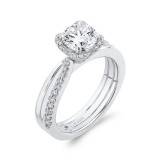 Shah Luxury 14K White Gold Round Diamond Floral Engagement Ring (Semi-Mount) photo 2