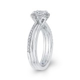 Shah Luxury 14K White Gold Round Diamond Floral Engagement Ring (Semi-Mount) photo 3