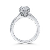 Shah Luxury 14K White Gold Round Diamond Floral Engagement Ring (Semi-Mount) photo 4