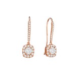 Henri Daussi 18k Rose Gold Diamond Drop Earrings photo