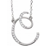 14K White 1/10 CTW Diamond Initial C 16 Necklace photo