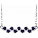 14K White Blue Sapphire Bezel-Set Bar 16-18 Necklace photo