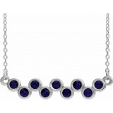14K White Blue Sapphire Bezel-Set Bar 16-18 Necklace photo