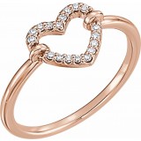 14K Rose .07 CTW Diamond Heart Ring photo