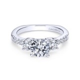 Gabriel & Co. 14k White Gold Contemporary 3 Stone Engagement Ring photo