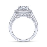 Gabriel & Co. 14k White Gold Victorian Halo Engagement Ring photo 2