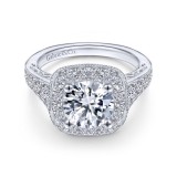 Gabriel & Co. 14k White Gold Victorian Halo Engagement Ring photo