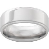 Titanium Flat Band with Grooved Edges and Polish Finish photo