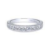 Gabriel & Co. 14k White Gold Victorian Diamond Wedding Band photo