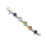 Carla Multi Colored Stone White Sterling Silver  Bracelet photo