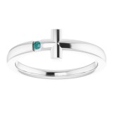 14K White Youth Alexandrite Sideways Cross Ring photo 3