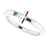 14K White Youth Alexandrite Sideways Cross Ring photo 4