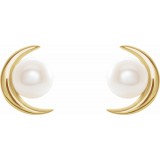 14K Yellow Freshwater Cultured Pearl Earrings photo 2