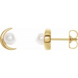 14K Yellow Freshwater Cultured Pearl Earrings photo