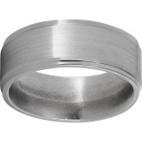 Titanium Flat Band with Grooved Edges and Satin Finish photo