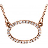 14K Rose 1/8 CTW Diamond Horizontal Oval 16 Necklace photo