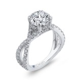 Shah Luxury 14K White Gold Round Diamond Engagement Ring with Split Shank (Semi-Mount) photo 2