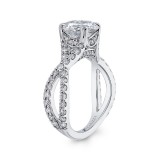 Shah Luxury 14K White Gold Round Diamond Engagement Ring with Split Shank (Semi-Mount) photo 3