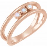 14K Rose Opal Three-Stone Bezel-Set Ring photo