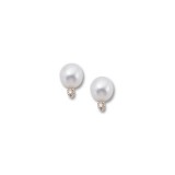 14K Yellow Gold 6mm Pearl With 0.01ct Diamond Earrings photo