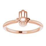 14K Rose Hamsa Stackable Ring photo 3