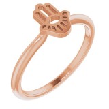 14K Rose Hamsa Stackable Ring photo