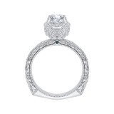 Shah Luxury 14K White Gold Round Diamond Engagement Ring with Euro Shank (Semi-Mount) photo 4