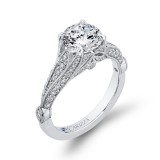 Shah Luxury Round Cut Diamond Vintage Engagement Ring In 14K White Gold (Semi-Mount) photo 2