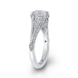 Shah Luxury Round Cut Diamond Vintage Engagement Ring In 14K White Gold (Semi-Mount) photo 3