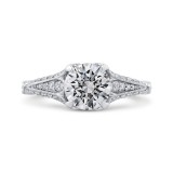 Shah Luxury Round Cut Diamond Vintage Engagement Ring In 14K White Gold (Semi-Mount) photo