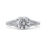 Shah Luxury Round Cut Diamond Vintage Engagement Ring In 14K White Gold (Semi-Mount) photo