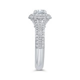 Shah Luxury 14K White Gold Three Row Round Diamond Double Halo Engagement Ring (Semi-Mount) photo 3