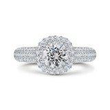 Shah Luxury 14K White Gold Three Row Round Diamond Double Halo Engagement Ring (Semi-Mount) photo