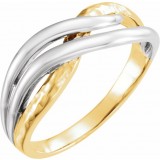 Rhodium-Plated 14K Yellow Overlap Hammered Ring photo