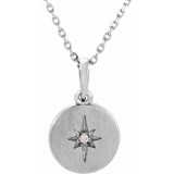 14K White .01 CT Diamond Starburst 16-18 Necklace photo