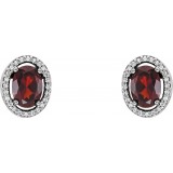 14K White Mozambique Garnet & 1/8 CTW Diamond Earrings photo 2