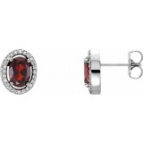14K White Mozambique Garnet & 1/8 CTW Diamond Earrings photo