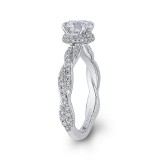 Shah Luxury 14K White Gold Round Diamond Floral Engagement Ring with Criss-Cross Shank (Semi-Mount) photo 3