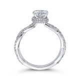 Shah Luxury 14K White Gold Round Diamond Floral Engagement Ring with Criss-Cross Shank (Semi-Mount) photo 4