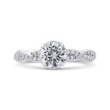 Shah Luxury 14K White Gold Round Diamond Floral Engagement Ring with Criss-Cross Shank (Semi-Mount) photo