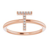 14K Rose .04 CTW Diamond Initial T Ring photo 3