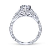 Gabriel & Co. 14k White Gold Victorian Vintage Engagement Ring photo 2